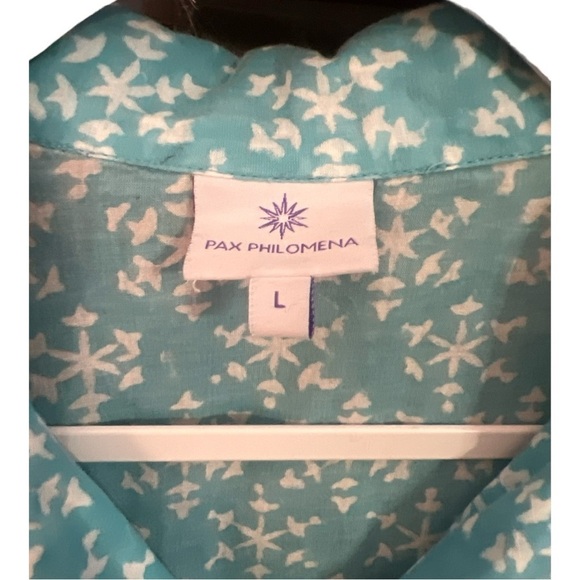 Pax Philomena Blue Button Down Cotton Night Shirt Size Large MA1 - Picture 2 of 4